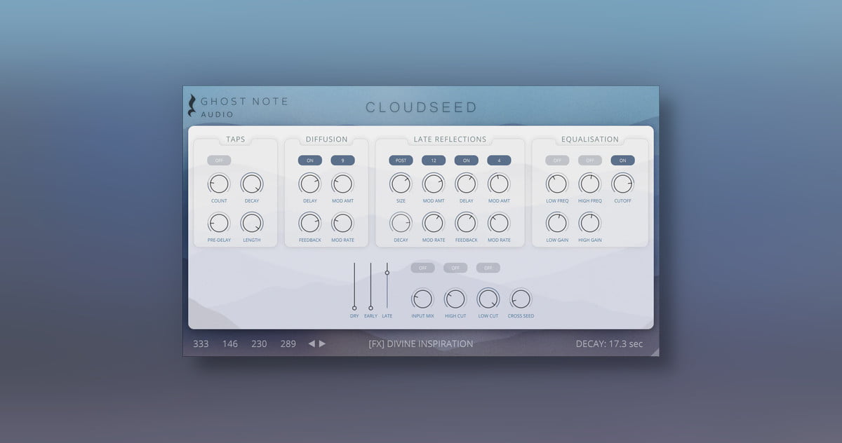 Ghost Note Audio Cloud Seed Algorithmic Reverb v2.2.1 间和调制回声混响插件