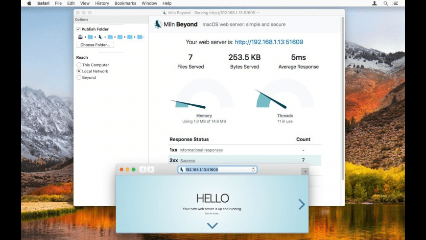 Miln Beyond for Mac 管理 Web 服务器