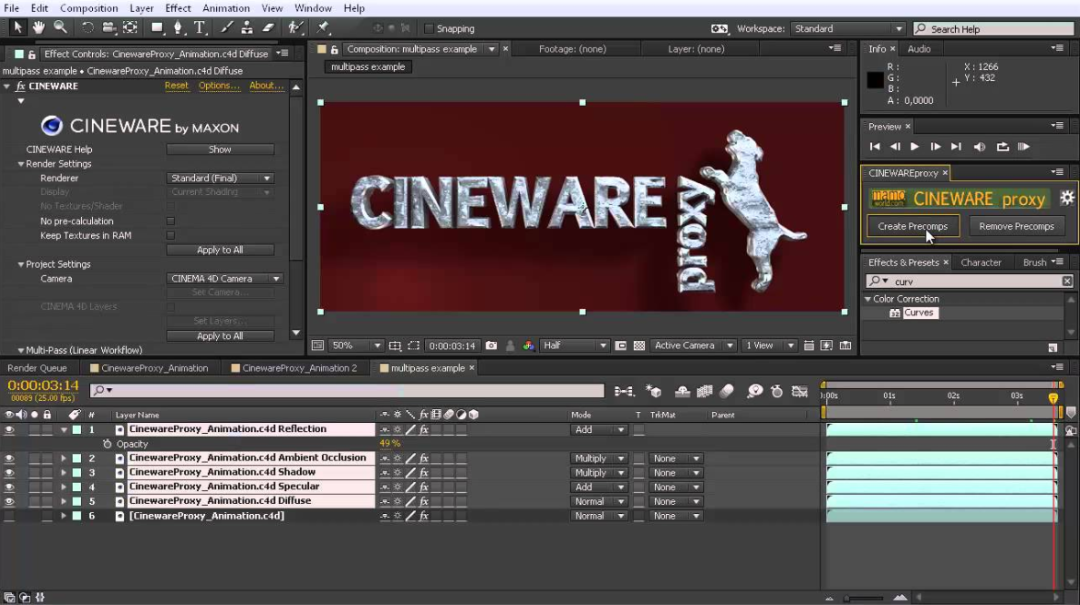 Aescripts CINEWARE proxy for Mac 1.32 加快渲染速度AE插件